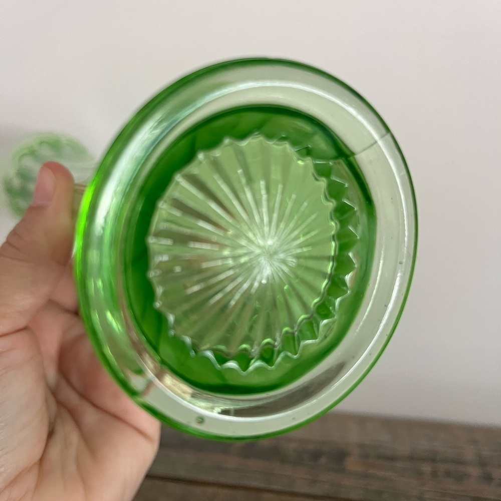 Elegant Vaseline Glass Swung Vase - Picture 5 of 7
